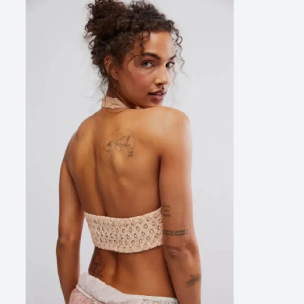 new FREE PEOPLE Adella Halter Bra in Almond Cream 257 1t4 - Picture 3 of 5